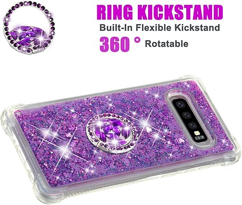 Miniatura 9 de Asuwish Funda de teléfono para Samsung Galaxy S10 Plus con protector de pantalla y soporte para anillo Bling Liquid Glitter Clear Hybrid Silicone