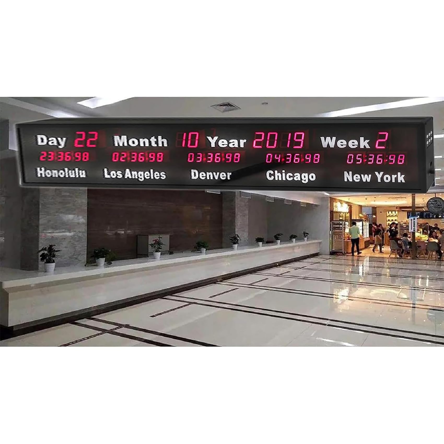 World Time Zone Clocks Wall Mounted Large Digital Led World Clock, 5 ...