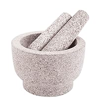Vista 1 de Juego de Mortero y Pilón, de Granito Sin Pulir, Capacidad de 5 Tazas, 8 Pulgadas, para Moler Especias y Semillas, para Moler, Triturar y Machacar