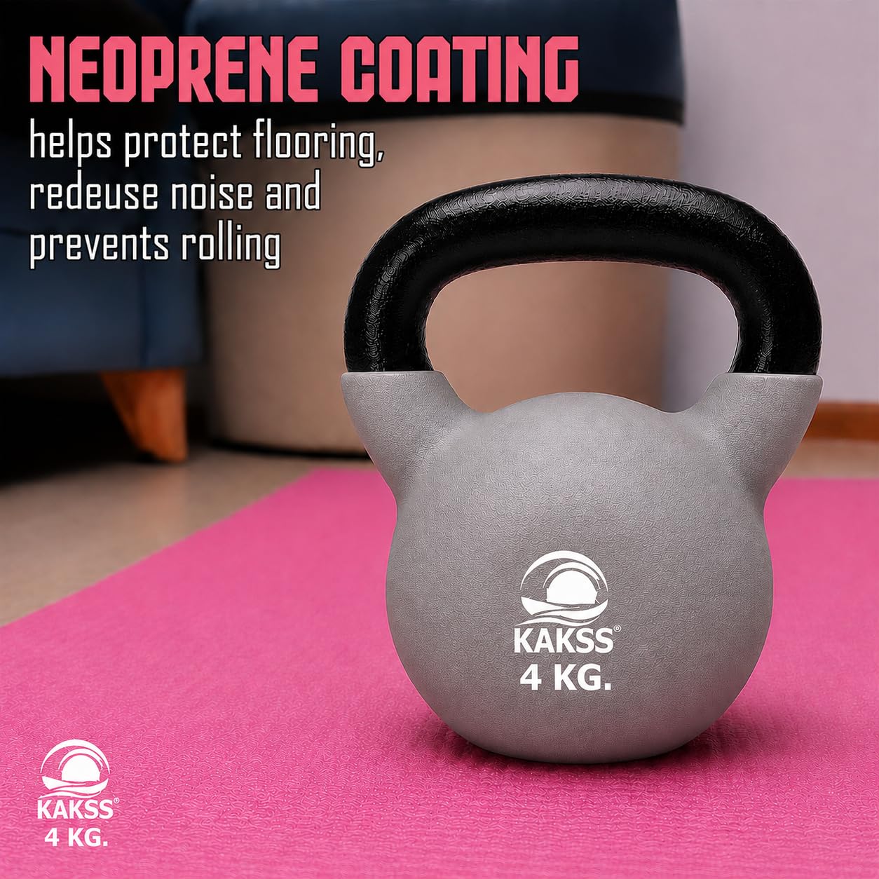 Kakss Kettlebell in neoprene a mezzo rivestimento (2 kg, 4 kg, 6 kg, 8 kg, 10 kg, 12 kg, 14 kg, 16 kg, 18 kg, 20 kg, 22 kg, 24 kg, 26 kg, 28 kg, 30 kg, 32 kg, 34 kg, 36 kg, 38 kg, 40 kg)
