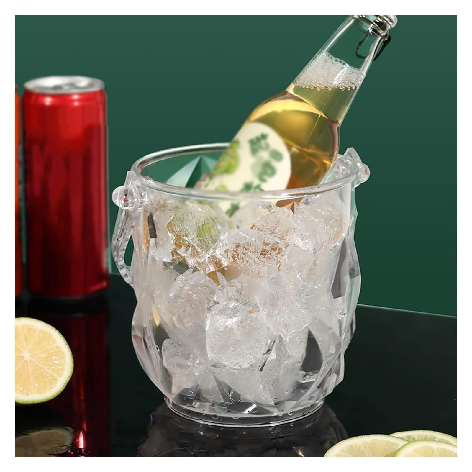 Seaux à glace, seaux à glace for fêtes, seau à glaçons, seaux à glace, seau à glace en acrylique, petit seau à glace portable, idéal for la maison, le bar, la bière, le champagne, la bouteille de vin,