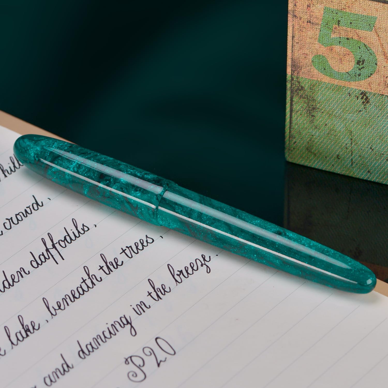 Asvine Penna stilografica C80 n. 8, pennino da 1,1 mm, penna grande per calligrafia, disegno artistico, con convertitore, set da collezione (verde glitterato)