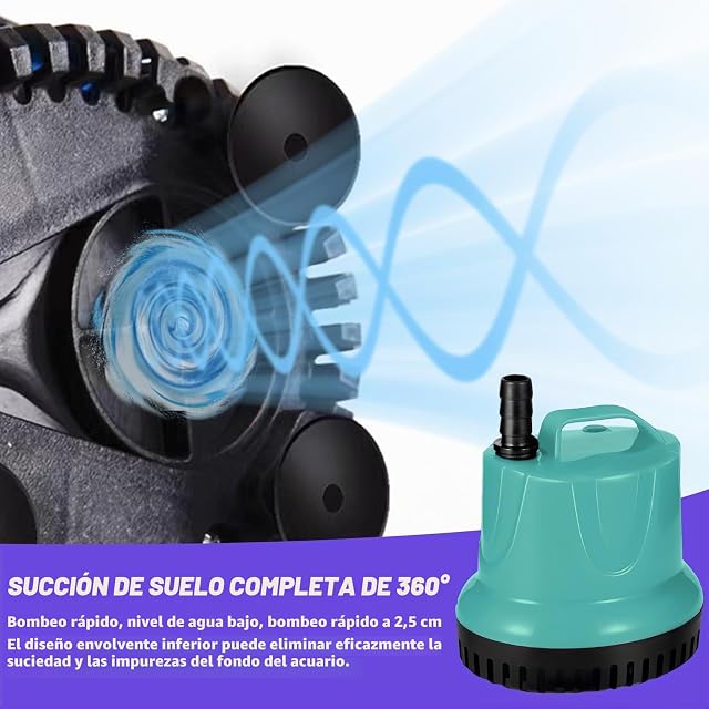 Foto 4 de 7 de Minibomba de agua sumergible de 20 W, 1500 L/H: WIYETY Aquarium, bomba de agua para estanque