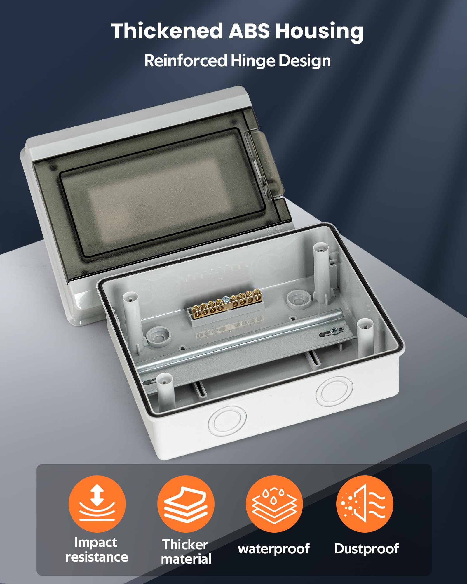 Coffret Electrique Étanche IP65, Boitier Electrique Équipé D’un Couvercle Givré, Conception Verrouillable, Convient Aux Installations Solaires Et Aux Installations Électriques Extérieures (8 Modules) - 5