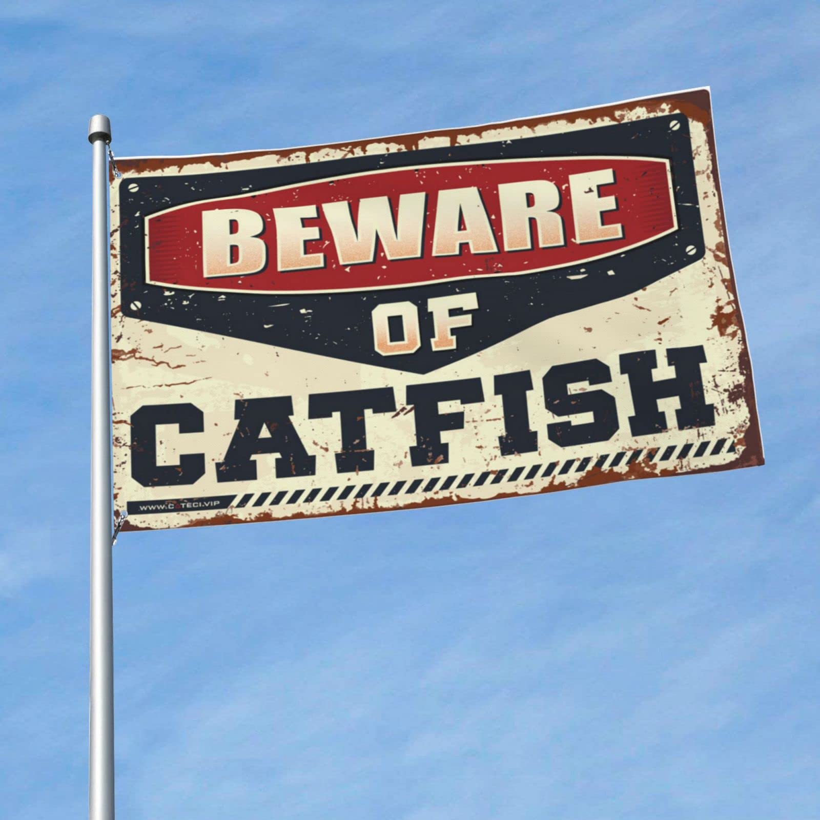 Drapeau poisson-chat humour de 152x244 cm pour déco garage homme