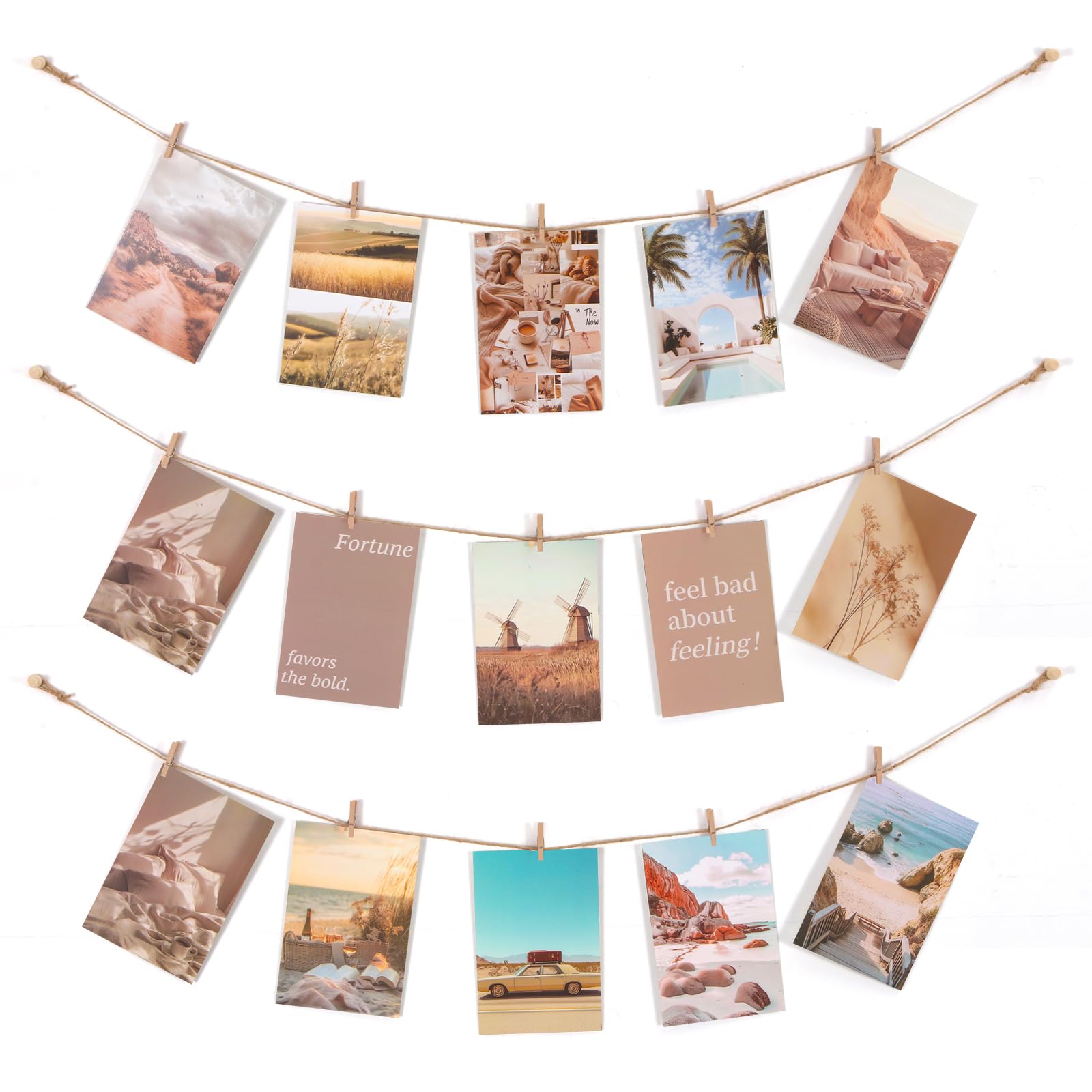 View 1 of 100 Pcs Mini Clothespins for Photo Hanging Display, Photo String Wall Decor