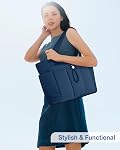 TOPDesign Puffy Tote Bag for Women with Cup Holder & Laptop Compartment & Cosmetic Bag & Trolley Sleeve for Work, Travel