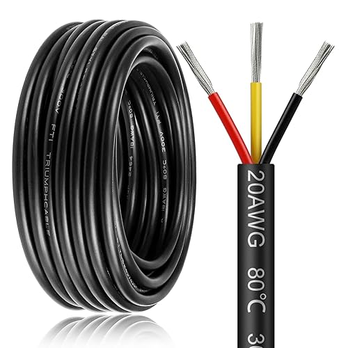 Miniatura 33 de Cable de calibre 18 de 65.6 pies, 3 conductores, cable eléctrico de 18 AWG, cable de cobre estañado trenzado sin oxígeno 18/3, cable de PVC flexible