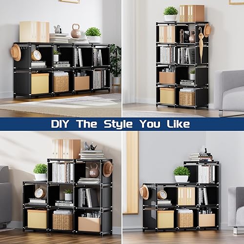 Miniatura 4 de Mavivegue Librería, organizador de almacenamiento de 10 cubos, organizador de estante para libros, estante alto, estuches para libros, estante de