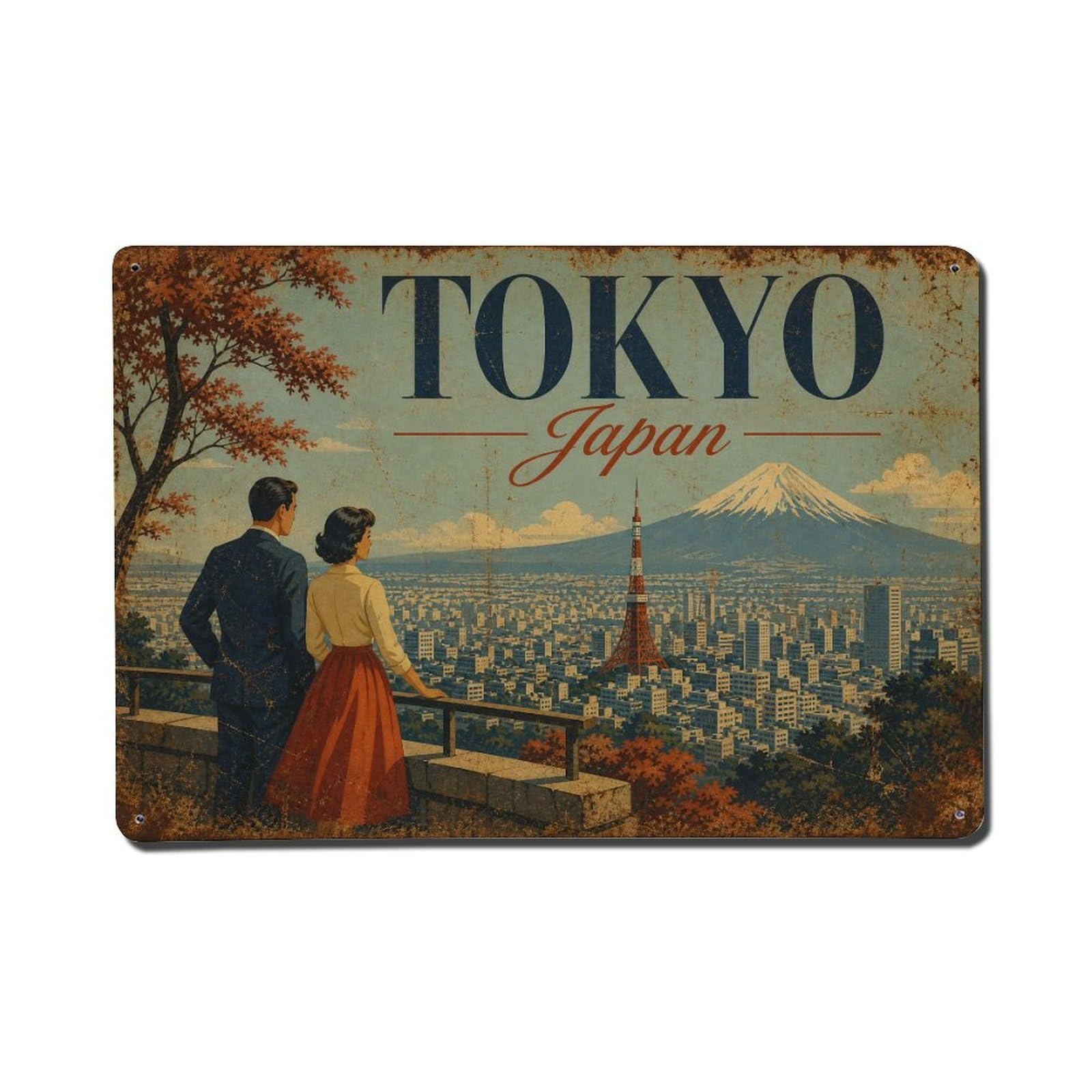 Gead 8X12inch Style Vintage Travel Tokyo Japan Overlook Metal Tin Sign