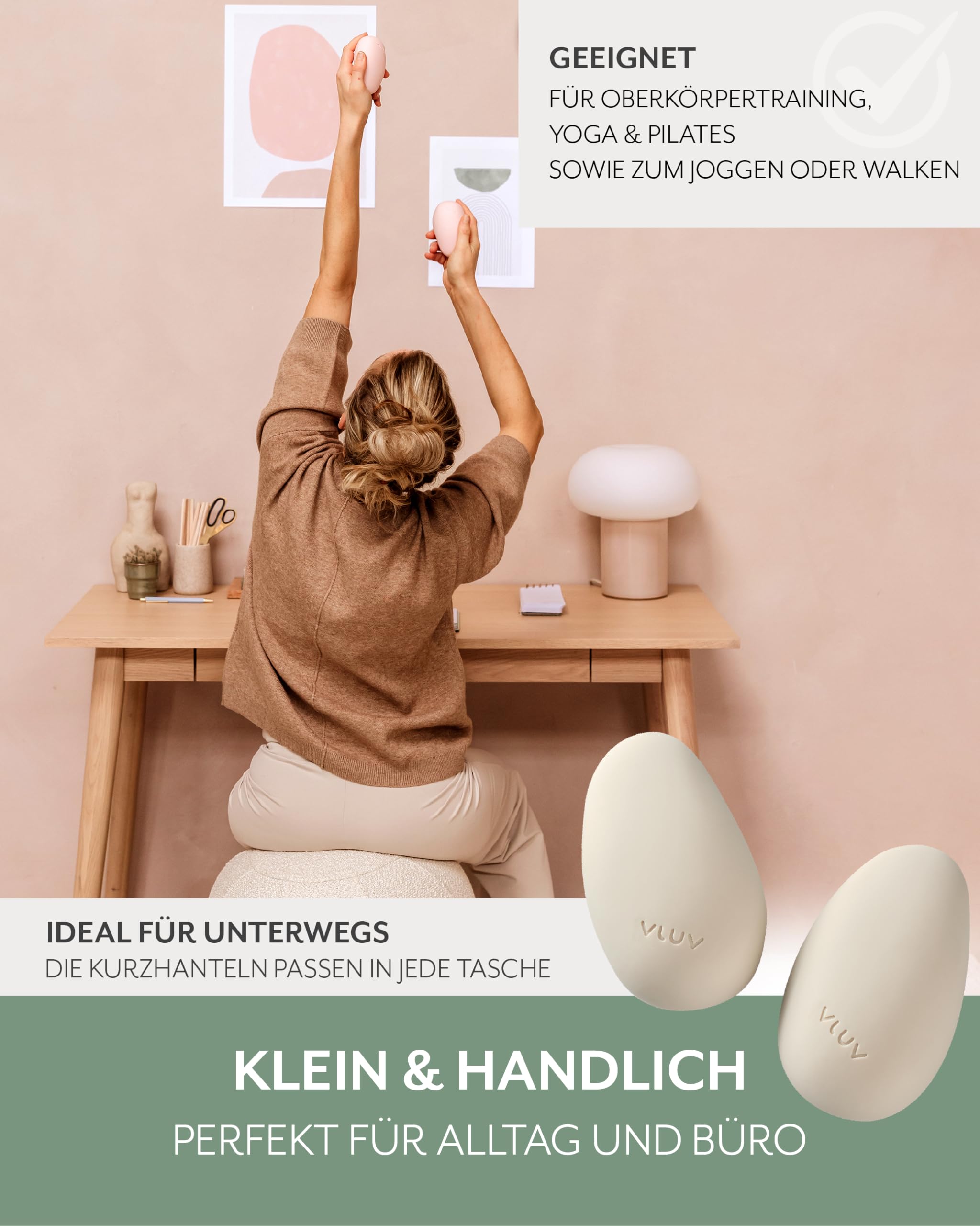 VLUV LIVT Toning Gewichte 750g - 2er Set [ergonomische Handgewichte mit rutschfester Silikonoberfläche] Kurzhanteln 2er Set - Hanteln Frauen Set - Gewichte Hantel Männer (Gravel)