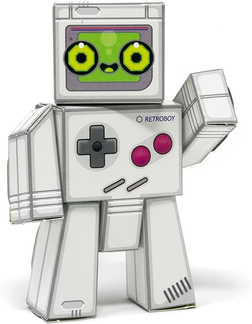 Box Buddies Box Figure 03 RetroBoy - Make Your Own Poseable Retro Gaming Paper Toy - Paper Craft for Kids, Stocking Fillers, Pocket Money Toys