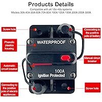 Vista 4 de Disyuntor de 100 amperios de 12 V a 48 V CC con botón de interruptor de reinicio manual para motor de arrastre de barcos, vehículos de remolque