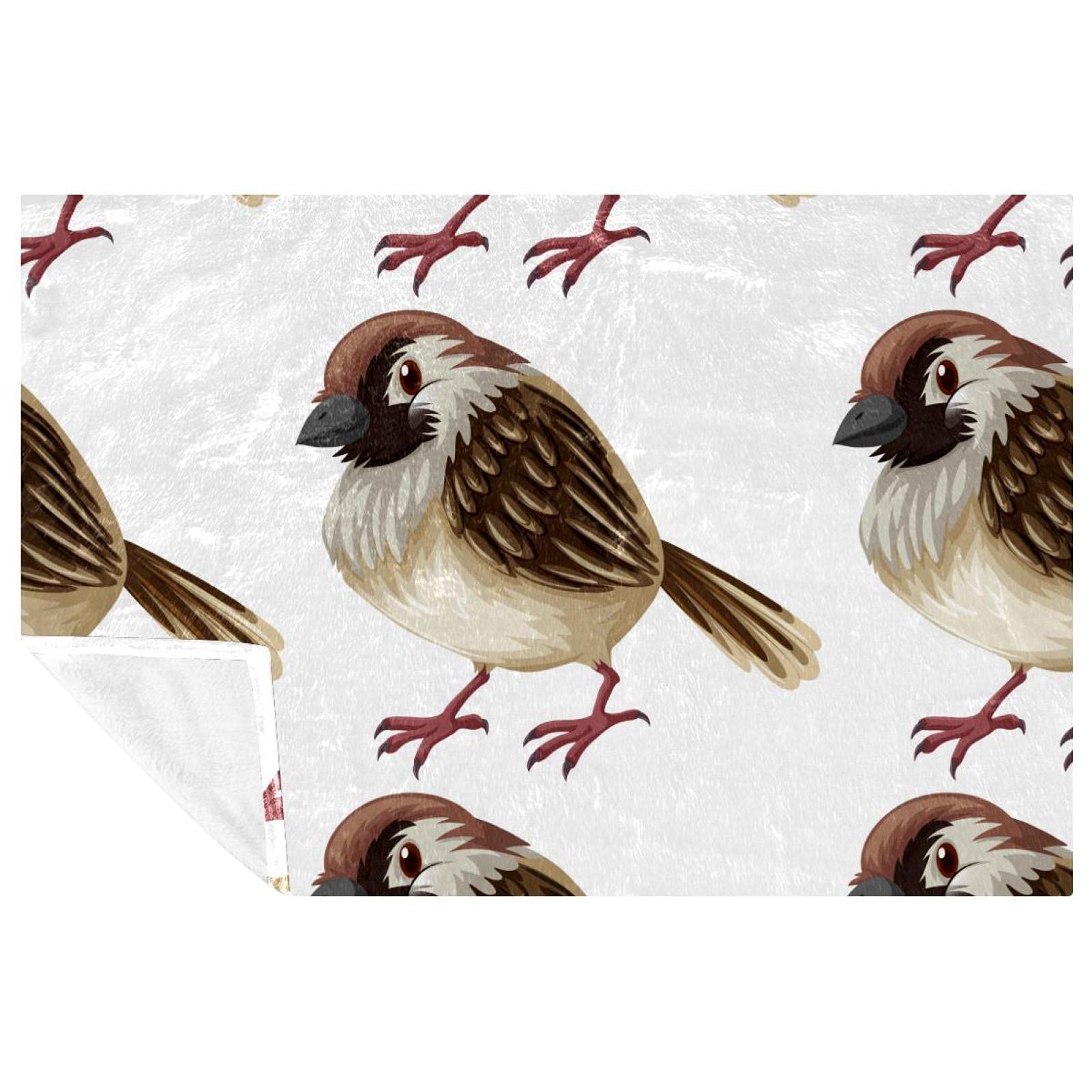 Couverture douce et chaude oiseau 150x100 cm pour lit et canapé