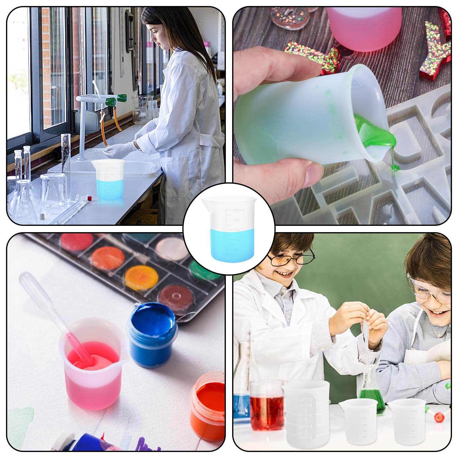 11 Piezas Tazas de Silicona para Resina 30ml/100ml/250ml - Taza Medidora con Escala Precisa para Bricolaje Hecho a Mano, Laboratorio