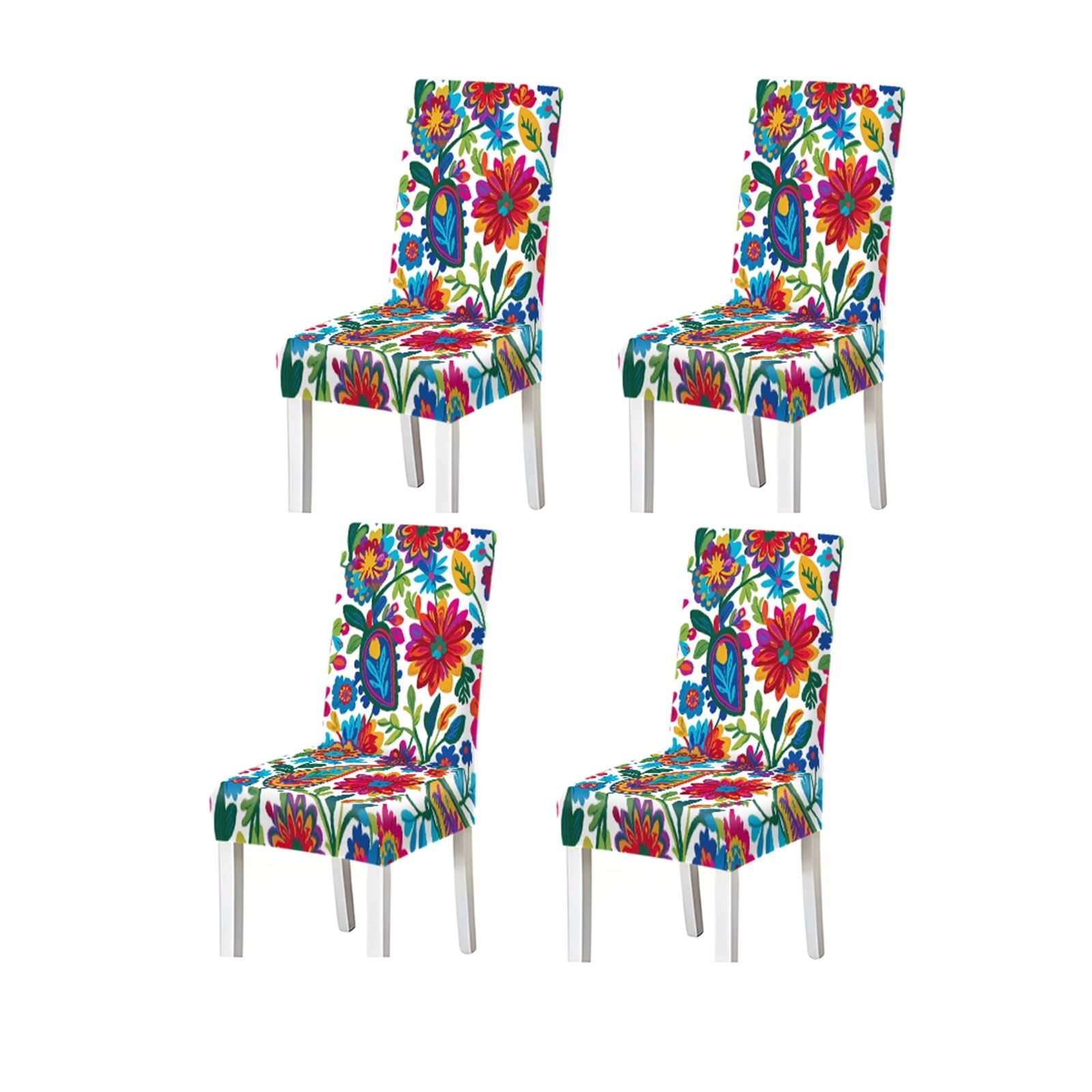 KXUAUV Mexican Boho Floral Paisley Pattern Print Dining Chair Covers Set Of 2/4/6, Stretch Slipcovers For Kitchen Dining Room Seat Protectors for Restaurant Hotel Party(4PCSChair cover)