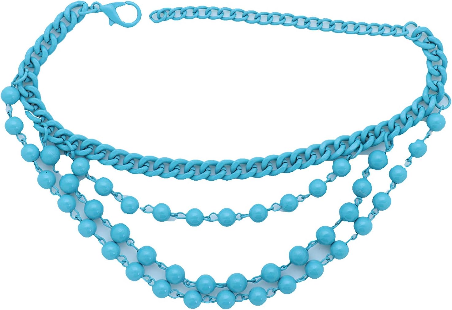 2PCS Women Fashion Jewelry Boot Bracelet Metal Chain Heels Shoe Turquoise Baby Blue Ball Strands Charm BC268