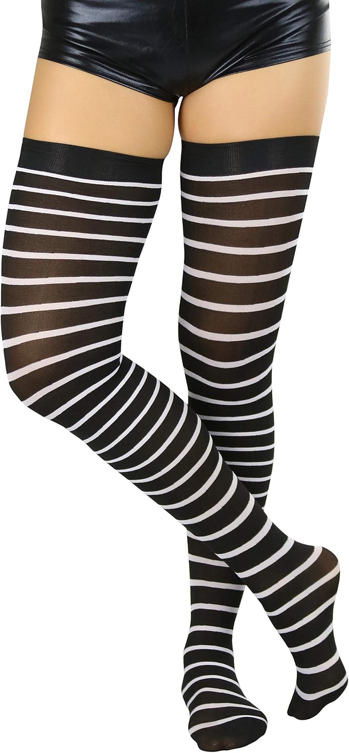 ToBeInStyle Women’s Opaque Hosiery Thin Striped Thigh High Long Stocking image 5