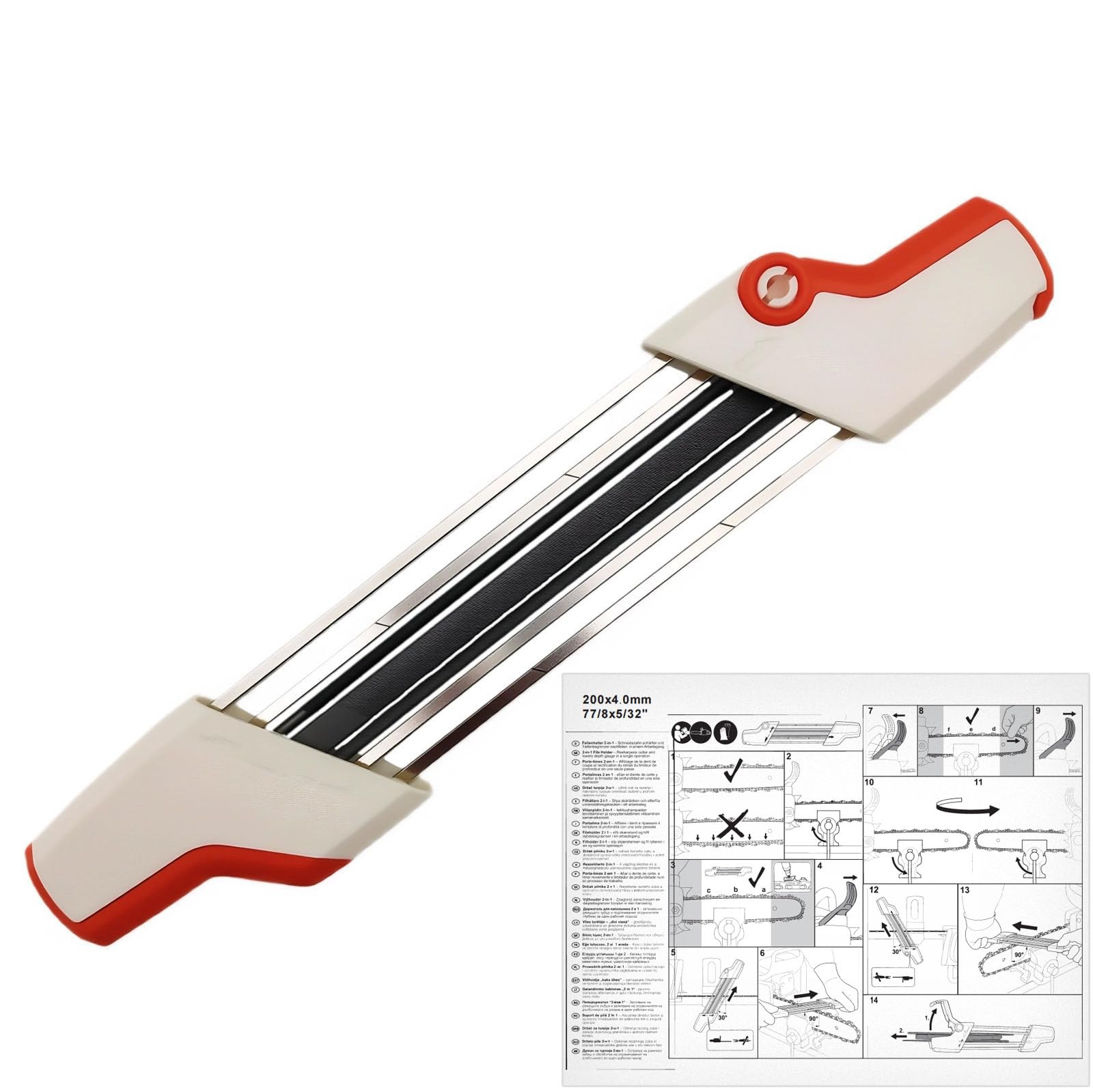 56057504303 Afilador de cadena de motosierra, herramienta afiladora de motosierra, herramienta de repuesto portátil para afilador de motosierra Stihl (5/32 pulgadas (4 mm) para cadenas de 1 cm (1