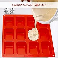 Vista 4 de Mini molde de silicona (2 piezas) 12 moldes antiadherentes para hornear Molde rectangular de 2.9 x 2 x 1 pulgada Explora el arte culinario
