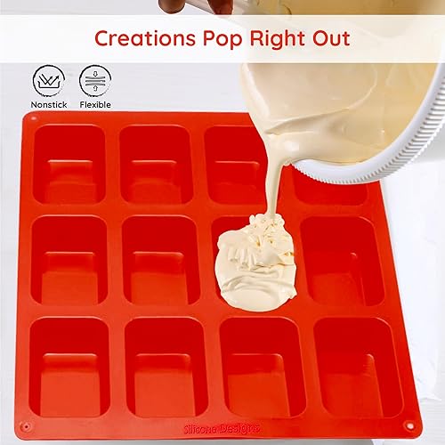 Miniatura 4 de Mini molde de silicona (2 piezas) 12 moldes antiadherentes para hornear  Molde rectangular de 2.9 x 2 x 1 pulgada  Explora el arte culinario con