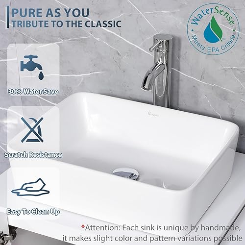Miniatura 4 de eclife Juego de lavabo de tocador de baño de 60 pulgadas blanco con gabinete lateral, fregadero rectangular de cerámica blanca y grifo cromado para