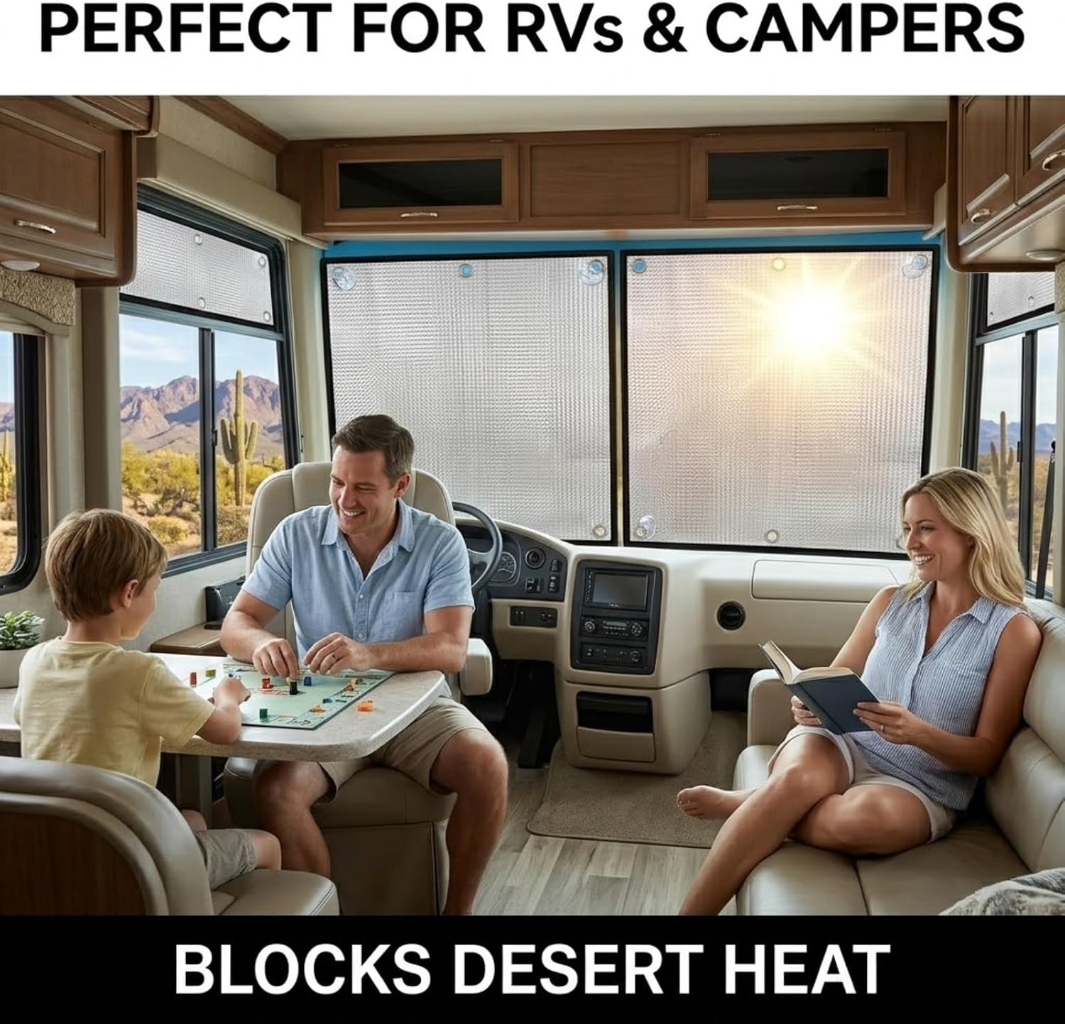 Window Film Insulation for Summer Heat, 8mm Double-Sided Aluminum Foil Heat Reflective Blackout Window Cover with Suction Cups for Home, RV, Sunroom, Privacy Shade(120x180cm/47.2" x70.9)