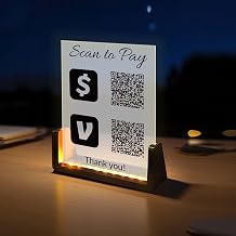 Personalized U-Shaped UV Frosted Acrylic Business QR Code Signs Custom Multi Facebook Web Social Media Sign Choose Your Logo Scan to Pay Venmo Paypal Cash Hairdressers Beautician Sign U2SCode
