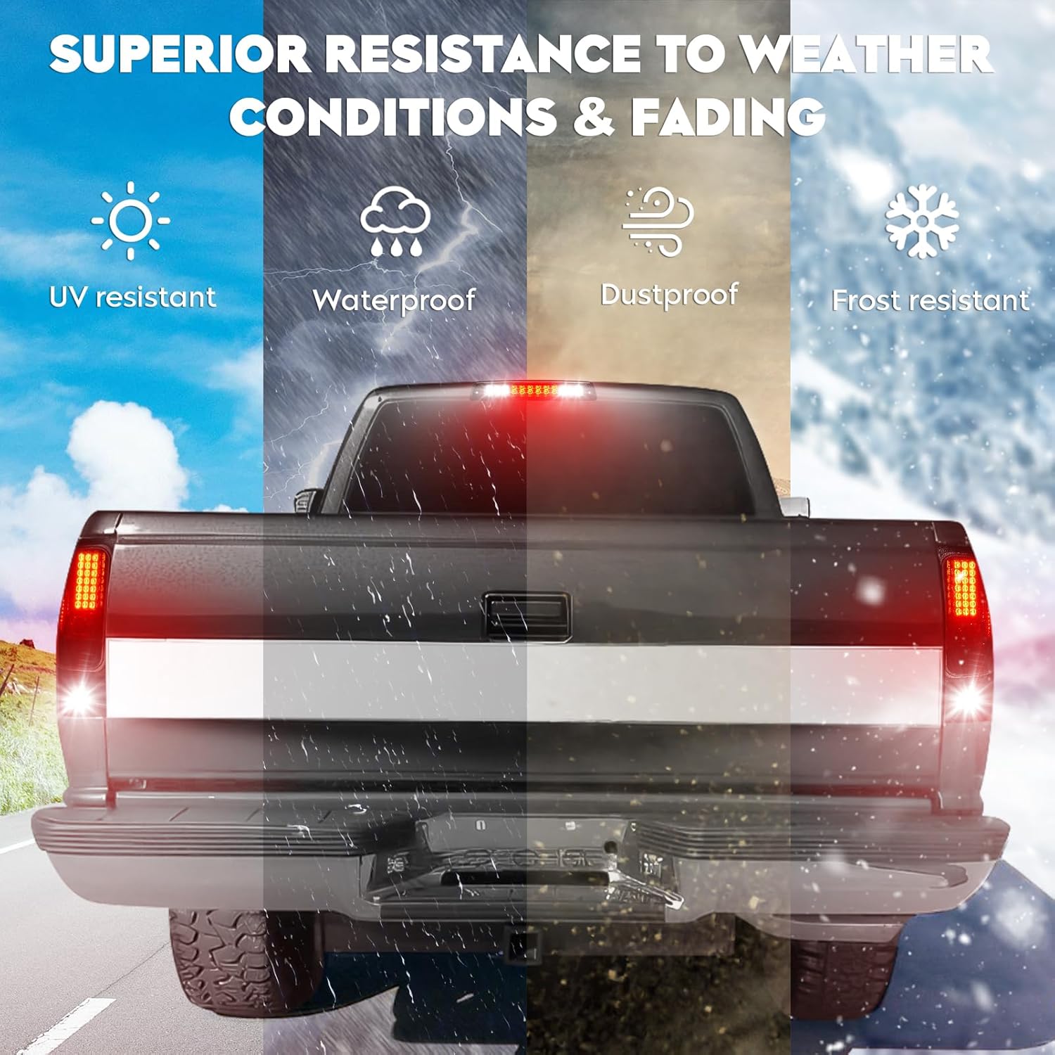 LED Tail Light Assembly + 3rd Third Brake Cargo Lamp Fit for Dodge Ram 1500 94-01, for Dodge Ram 2500 3500 94-02 Rear Taillight & High Mount Stop Light Chrome Housing Smoked Lens, 3 Pcs