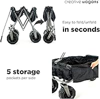 Vista 4 de Vagón creativo de lujo plegable y resistente al aire libre con toldo, mango ajustable para campamento, ruedas giratorias todo terreno, capacidad