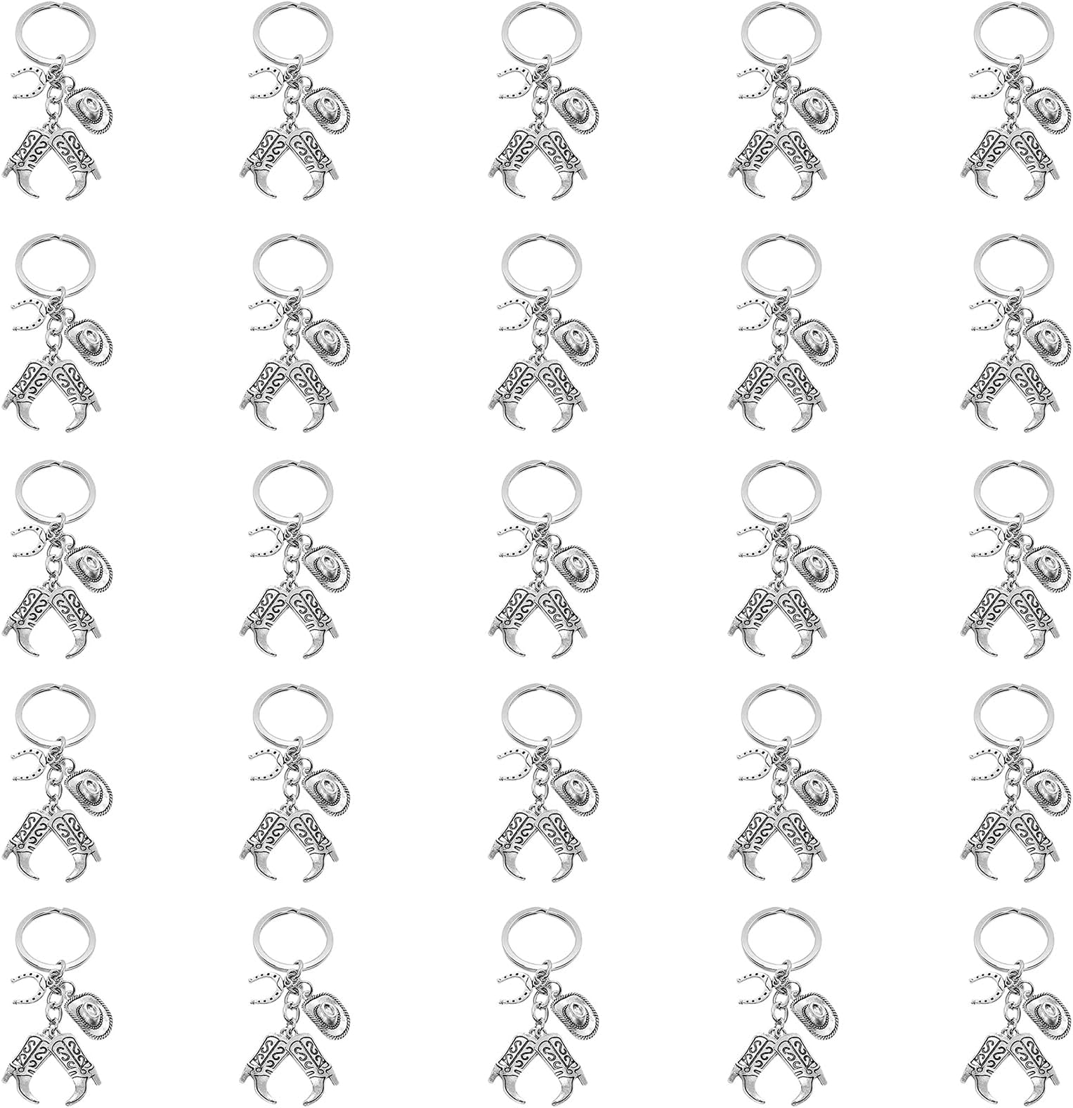 iMagitek25 Pcs Western Cowboy Keychains Western Party Favors Hat Boot Horseshoe Keychains for Guests Western Party Supplies Horse Lover Gifts for Cowboy, Cowgirl