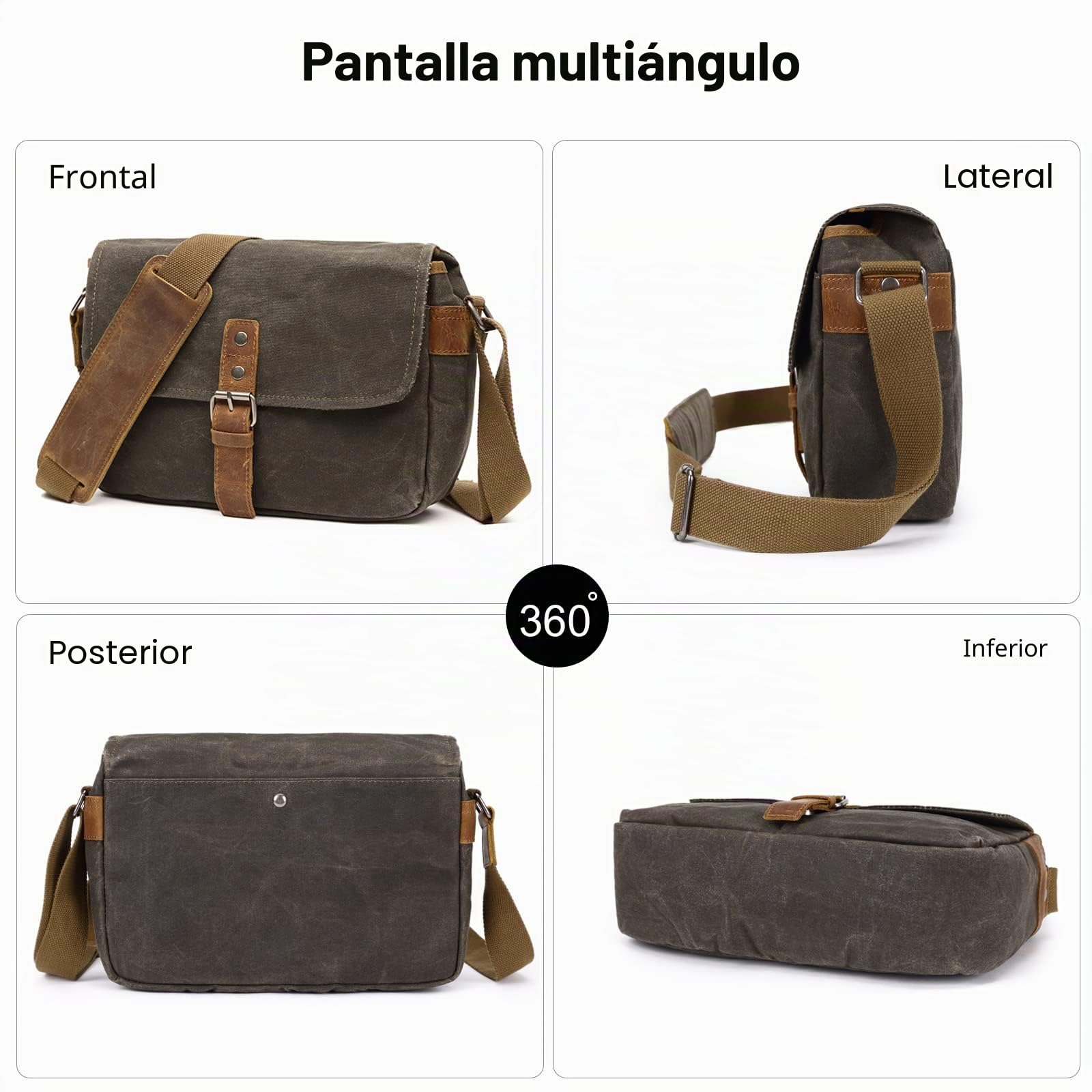 FANDARE Bolso de la Cámara de DSLR Bolso de la Lona Bolsa de Honda Hombre Mujer Bolso Bandolera Bolsa de Mensajero para Estudiante Viaje Trabajo Universidad Business Bolso Ejercito Verde