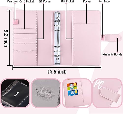 Vista 23 de Ndsox Carpeta de desafíos de ahorro de dinero con 100 sobres, carpeta de presupuesto A5 con sobres de efectivo, libro de desafíos de ahorro