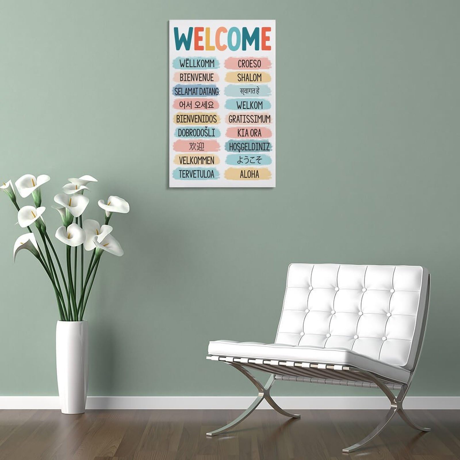 Poster Bienvenue En Plusieurs Langues – Impression Sur Toile 40x60 Cm, Imperméable – Décoration Murale Cadeau Original