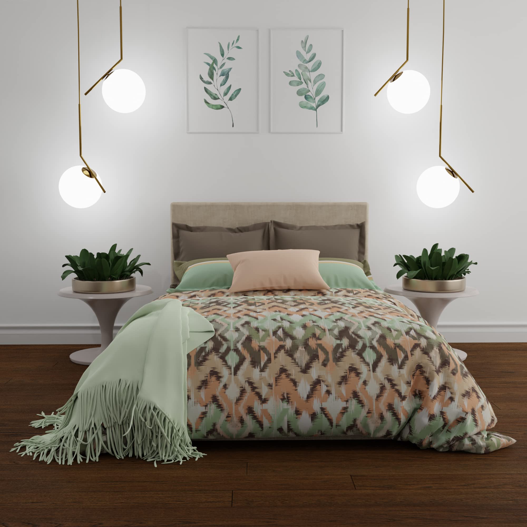 Trident Queen Bedsheet, 144 Thread Count, Super Soft, Gifting Set, 1 Bedsheet and 2 Pillowcases, 100% Cotton, Celebration Bedsheet Collection, Glitch Olive (B0BCQFQ6MM) Amazon Price History, Amazon Price Tracker