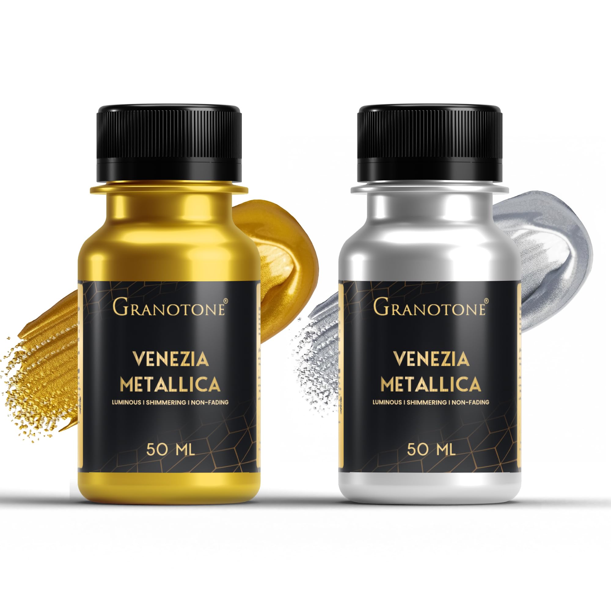 GRANOTONE Venezia Metallic Gold & Silver Acrylic Paint Set of 2 x 50ml
