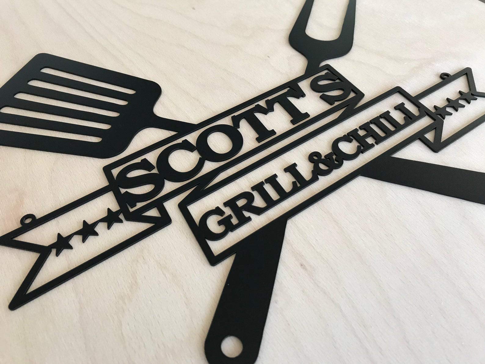 Letrero de pared de metal con nombre personalizado, Idea de Regalo para padre, Decoración de Cocina y Hogar, patio, parrilla, Cartel montado la pared, Zona de Barbacoa, porche, BBQ, jardín, exterior