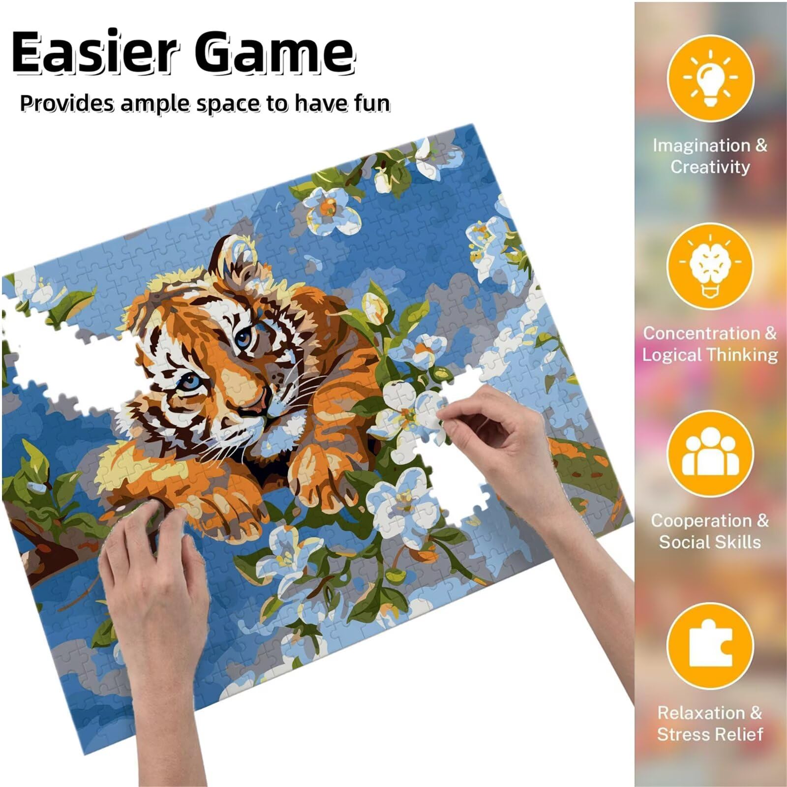 Jigsaw Puzzle, 4000 Pezzi Puzzle Classici, Tigre Puzzle Rilassamento Intelligence, Mpossibile Difficile Puzzles impegnativo per adulti Puzzles per Gioco Familiare, Regalo per Amore Amico Fiore K0F-280