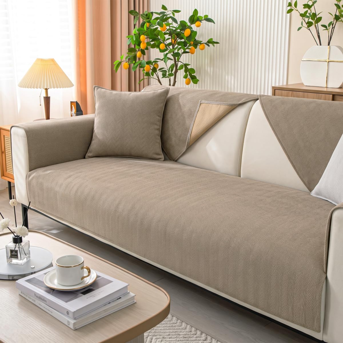 Hovoto Sofa Überzug, Überwurfdecken für Sofa, Sofaschoner rutschfest, Sofadecken für Sitzfläche, Sofabezug L Form 1/2/3/4 Sitzer Ecksofa Sofa Cover, Couch Überwurf Hund Katze