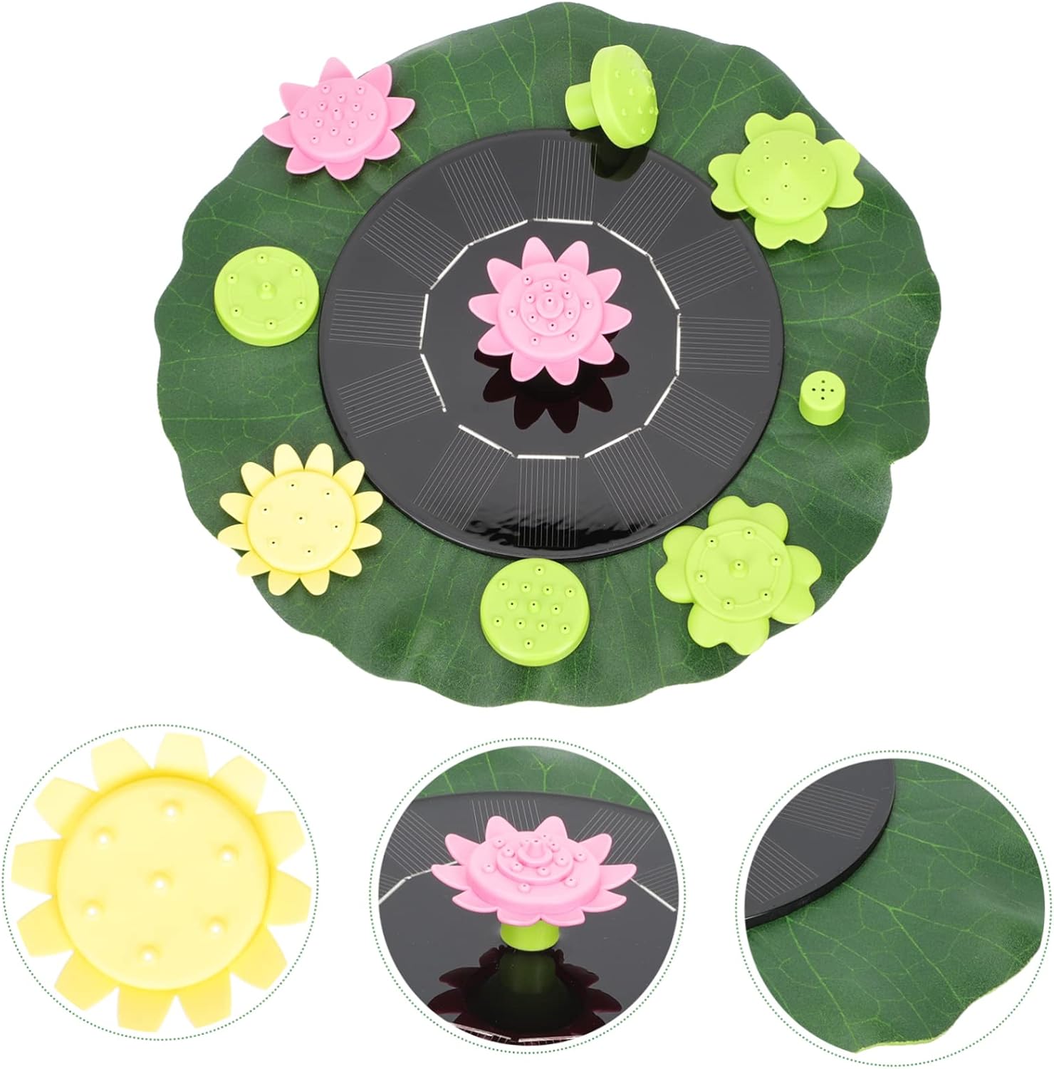 YARNOW 1set Solar Powered Fountain Lotus-leaf Petal Design for Garden Decor Energy-saving Summer Fountain Easy to Install Decorative
