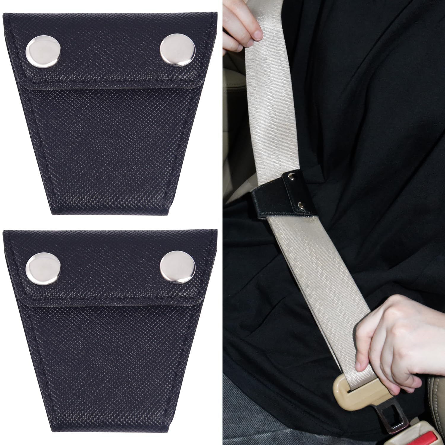 2pc Seat Belt Adjuster, Seat Belt Clips Car Seat Locking Clip Universal Shoulder Neck Protector Seatbelt Clips,PU Smooth Leather Vehicle Belt Positioner