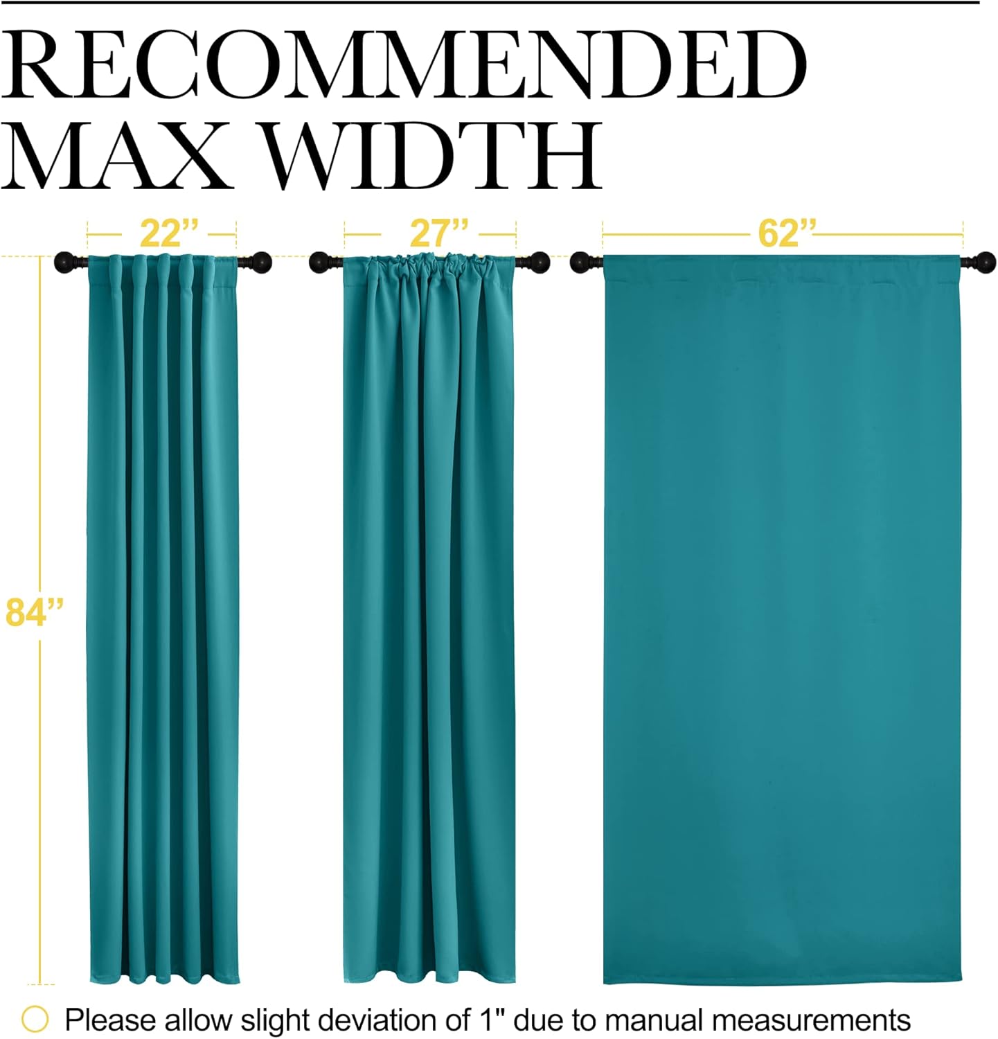 NICETOWN Room Darkening Curtains for Patio Sliding Glass Door, Window Treatment Curtains with Rod Pocket & Back Tab (Peacock Teal, 2 Panels, 62" Wide x 84" Long)