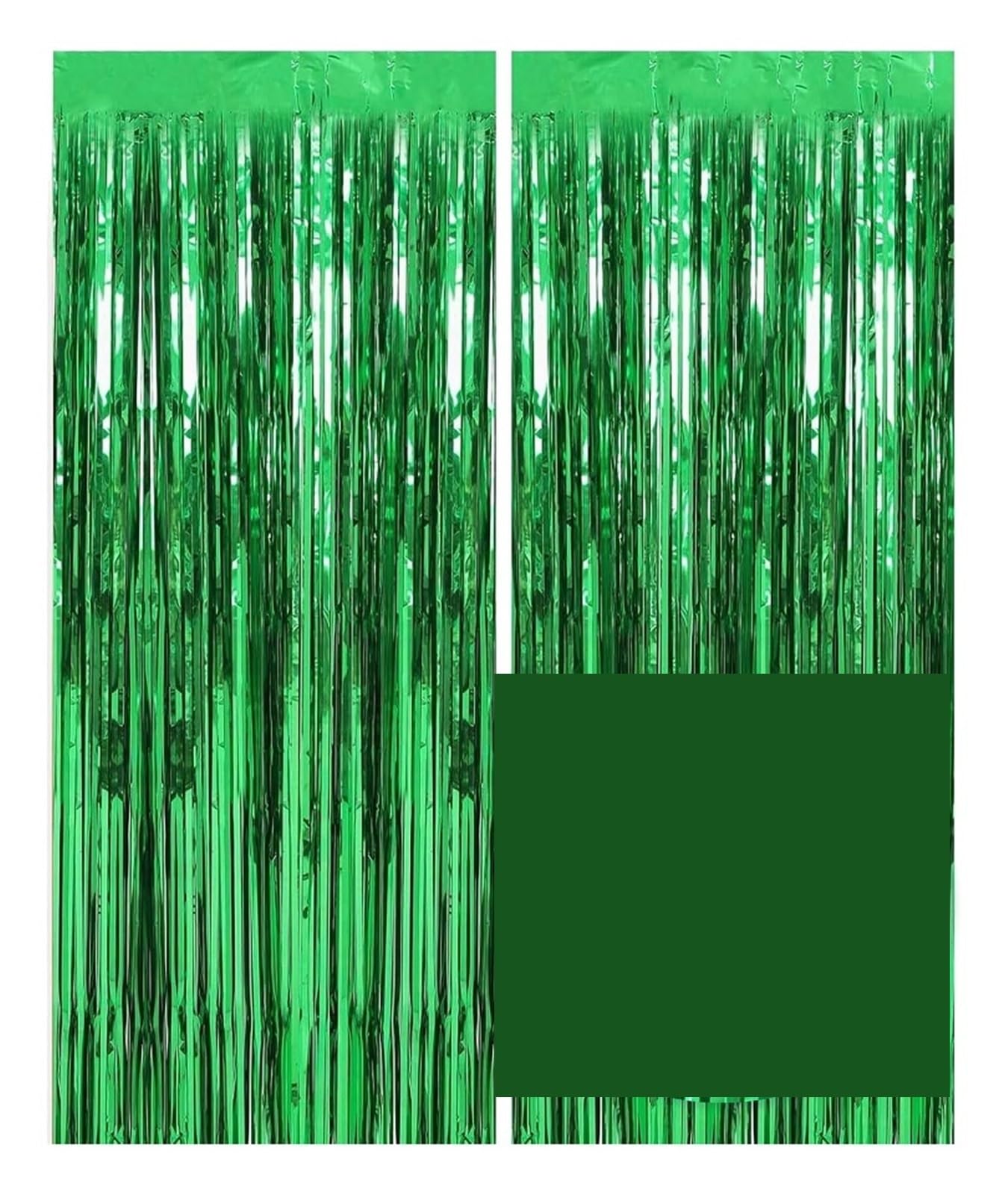 Rideaux à Franges en Aluminium, 22 pièces, 1x2.0m, for décoration Murale de Fond fête, avec Pompon, Film d'aluminium Brillant pour Cuisine(Green)