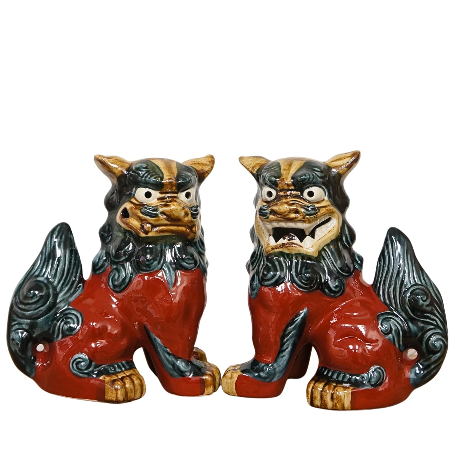 Amazon.co.jp: シーサー おきもの 大立(高さ20cm) 赤ベタ | 琉球焼