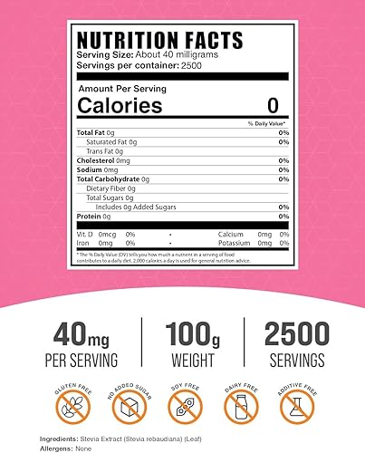 Miniatura 9 de BulkSupplements. com Polvo de extracto de stevia  Alternativa al azúcar  Edulcorante cero calorías  Sustituto del azúcar para hornear  Edulcorante
