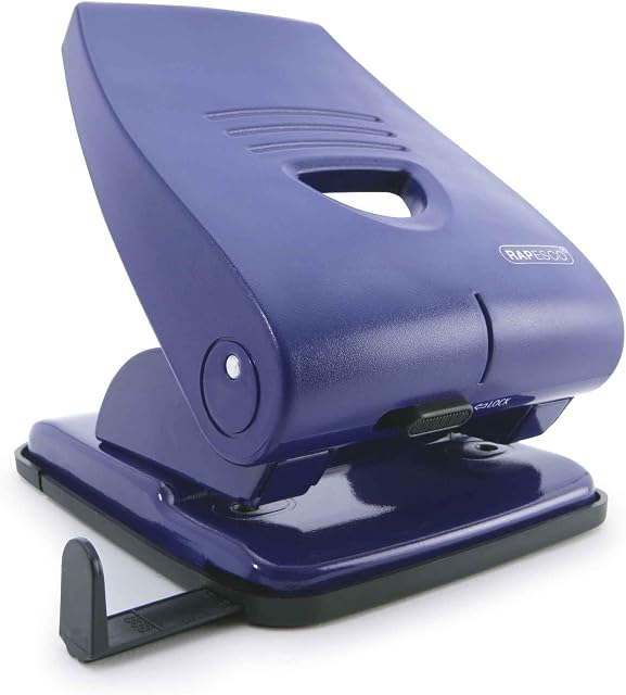 Rapesco PF835PL2 835-P 2-Hole Punch, 40 Sheet Capacity, Blue