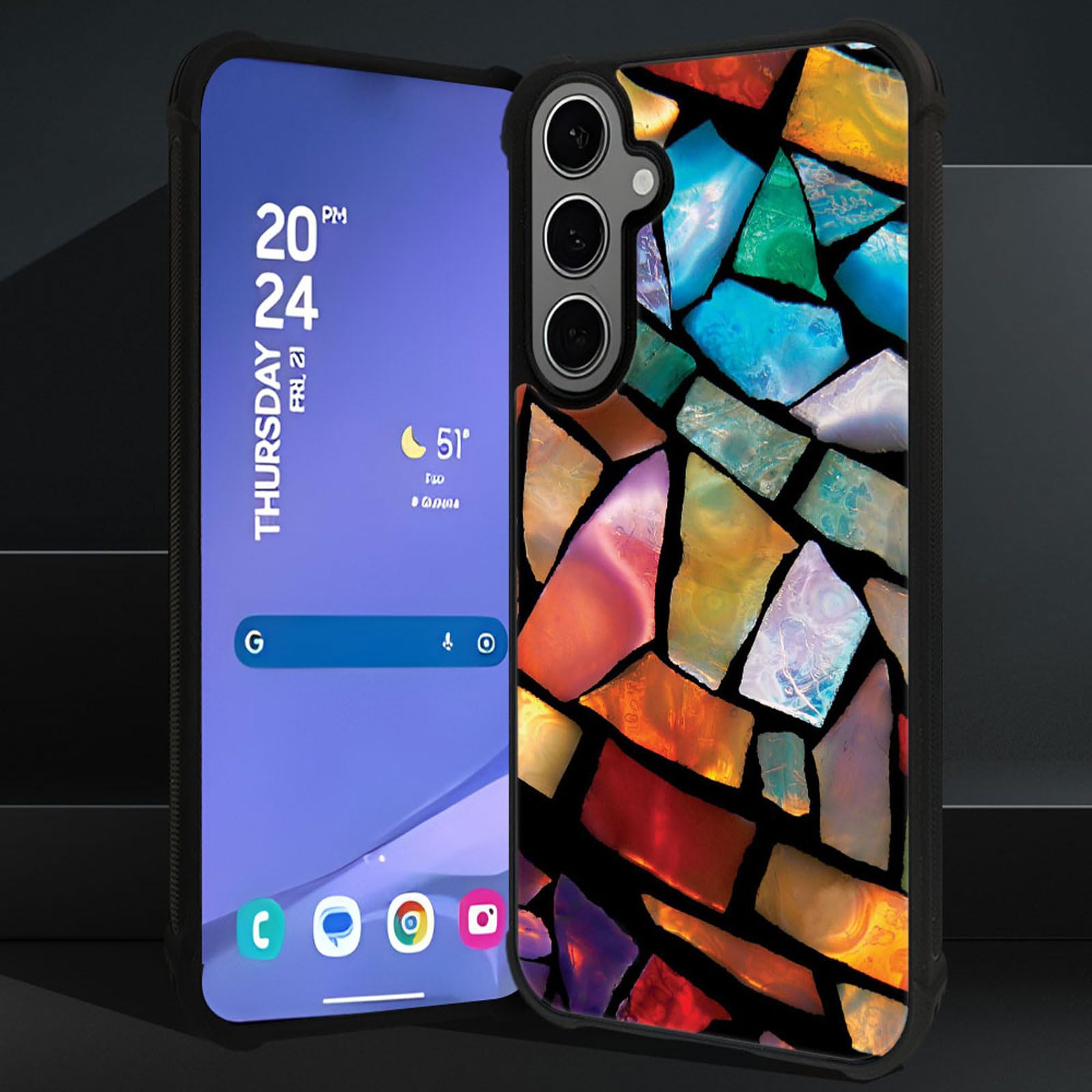 ZHEGAILIAN Compatible with Samsung Galaxy S24/25 Plus Case,Stained Glass Mosaic Fiesta Fun Graphic Design Acrylic Shockproof Anti-Scratch Hard Case