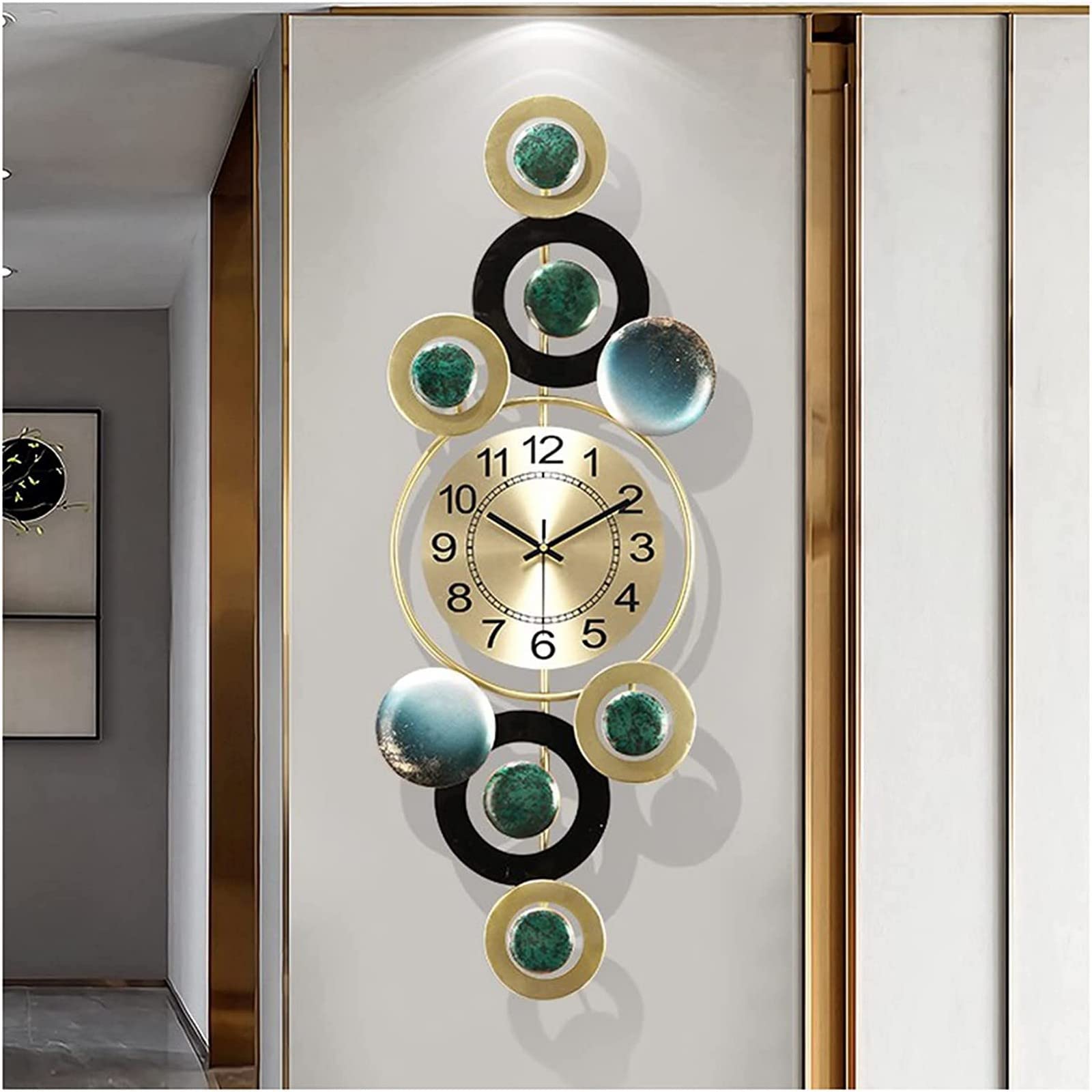 SaryEdge Wall Clock Art Clock Decorative Wrought Iron Wall Clocks,Silent Non-Ticking Quartz Clock,Large Modern Wall Clock Decor for Living Room Office Cafe,30 * 80Cm,