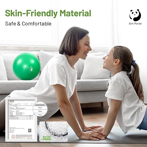Miniatura 5 de Slim Panda Pelota de pilates, pelota de ejercicio pequeña de 9 pulgadas, mini pelota de yoga antiestallido para estabilidad, entrenamiento, barra,