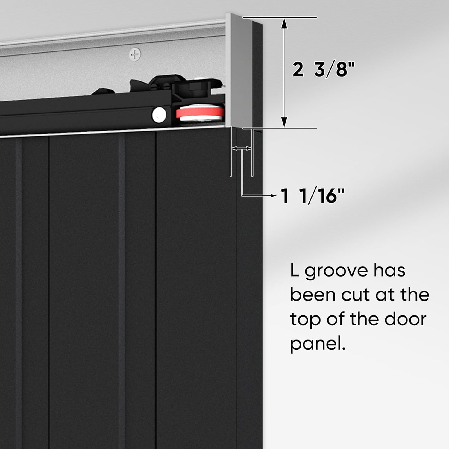JUBEST 32"x86" Concealed Sliding Barn Door with Soft Close Hardware Kit, Black Hidden Door for Opening 24"-28"x84", Waterproof and Modern, Smooth Sliding, for Interior Using, Widely Used